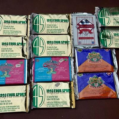 (14) Mixed Unopened Trading Card Packs – Sports & Comic Theme