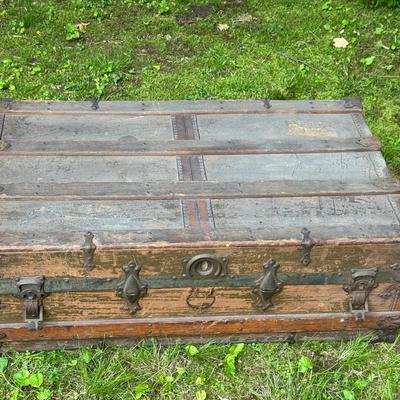 Antique Trunk With Ornate Hardware 