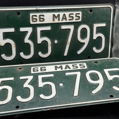 (2) Vintage Massachusetts License Plates