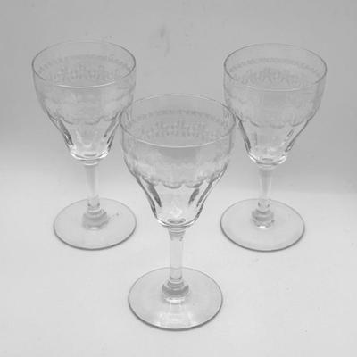 (3) Balleek Decorative Long Stem Glasses 