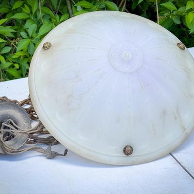 Art Deco Dome Chandelier & Brass Fixture