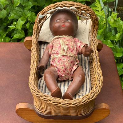 Vintage Baby Doll With Bassinet 