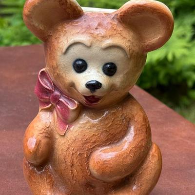 1950s Royal Copley brown teddy bear vase/planter