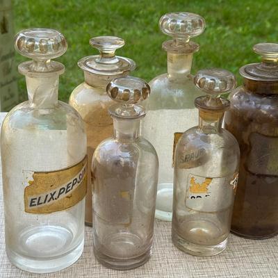 (6) Antique Apothecary Bottles