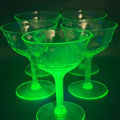 (5) Uranium Glass Goblets