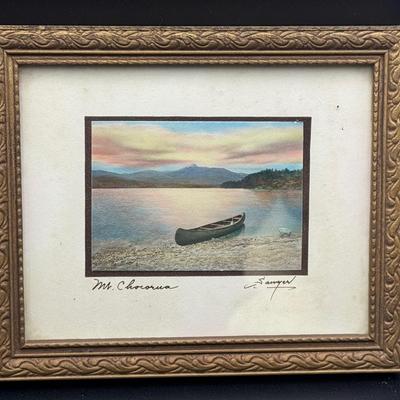 Antique Sawyer Hand Colored Photo Mount Chocorua Small Size Original Frame
