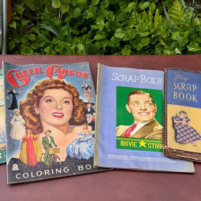 Vintage Autograoh Books & Greer Garson Coloring Book