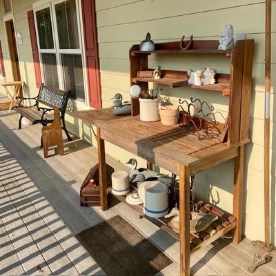 Sale Photo Thumbnail #1: great teak potting bench