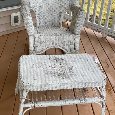 Wicker Rocking Chair & Table
