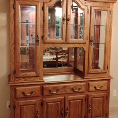 Oak Hutch Display Cabinet 