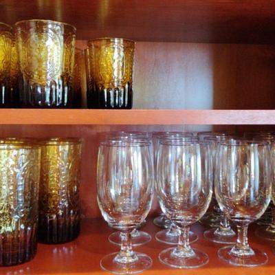 Light Amber and Clear Glassware 
