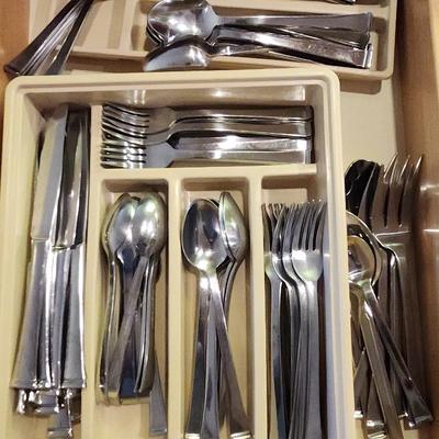Service For 12 Stainless Steel Flatware Plus Serving Utensils