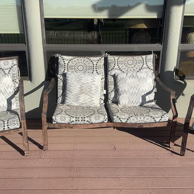 Metal Loveseat and Two Chairs