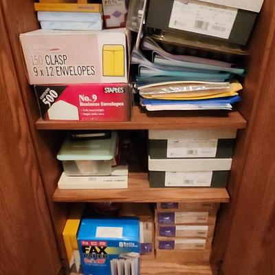 Office Cupboard FULL Of Supplies And Small Collapsible Office Table