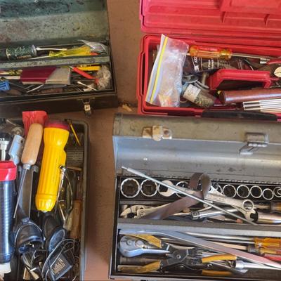 Tool Mystery Lot: Three Tool Boxes Filled with Hand Tools