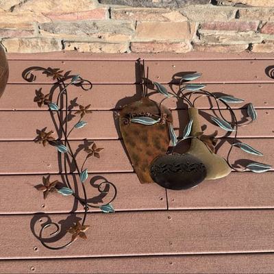Outdoor/I Door Metal Art and Large Metallic Ceramic Pot/Vase
