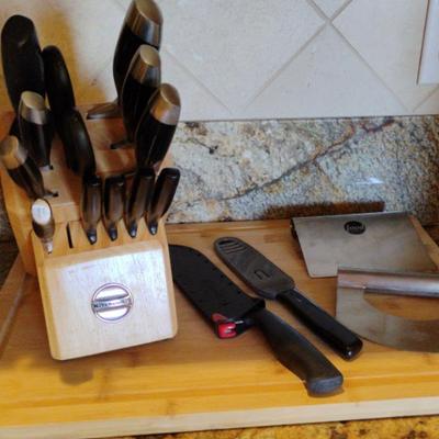 Kitchen Aid Knives with Block Plus Chopping Accessories 