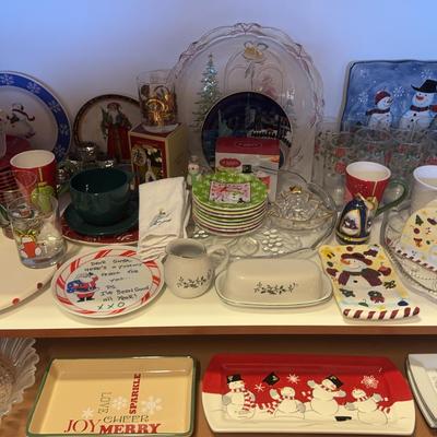 Mystery Lot of Christmas Dishes and More