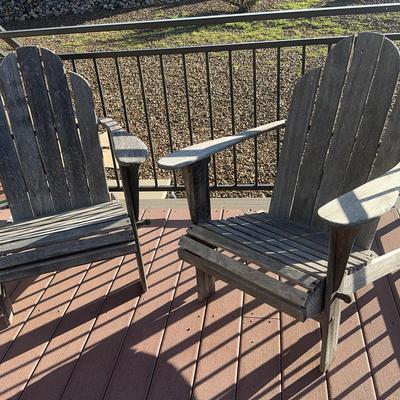 Two Wooden Adirondack Chairs