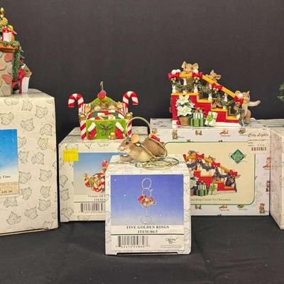 Charming Tails Christmas Figurines By Fitz And Floyd – “Five Golden Rings,” “Four Calling Birds” 