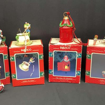 Whimsical Enesco Christmas Ornaments Featuring "Tool Time, Yule Time"