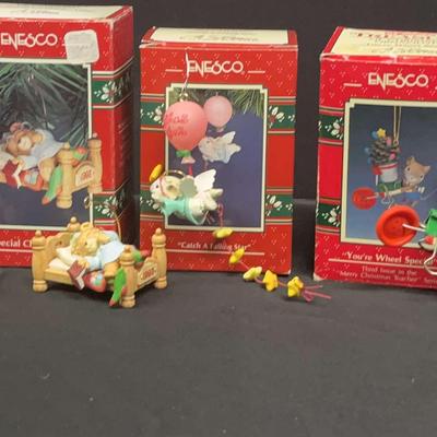 Seven Adorable Enesco Christmas Ornaments Featuring "Catch A Falling Star"