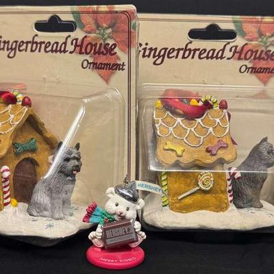 Adorable Critter Christmas Ornament Lot – Featuring Hershey’s, Gingerbread Dog Houses & More