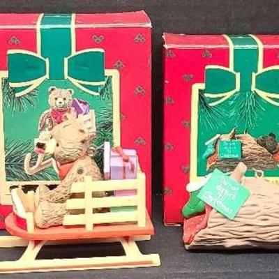 Hallmark Bear on Sled Ornament with Keepsake Collection