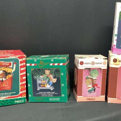Vintage Enesco Holiday Ornaments – Baskin-Robbins, McDonald's, Cheerios – Original Boxes