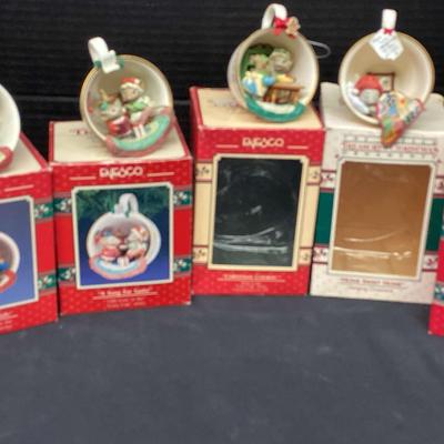 Whimsical Enesco Teacup Christmas Ornaments – Set of 8
