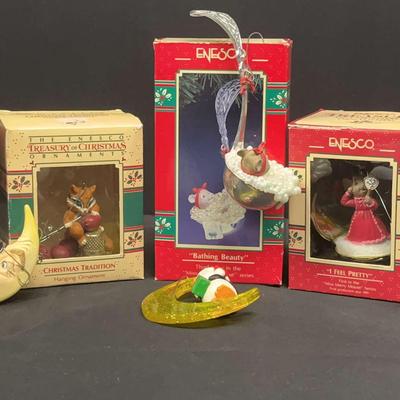 Vintage Christmas Ornaments Featuring Enesco "I Feel Pretty"
