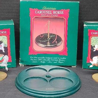 Hallmark Carousel Horse Ornaments with Rare Display Stand