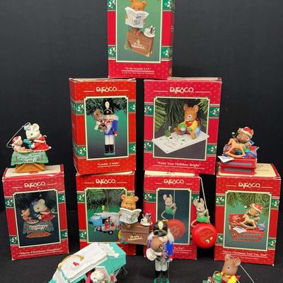 Charming Enesco Christmas Ornaments Featuring "Crackin' A Smile"