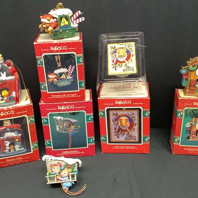 Charming Enesco Christmas Ornaments Featuring "Christmas Lifts the Spirits"