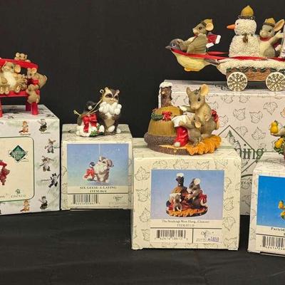 Charming Tails Figurine Lot By Fitz And Floyd – “Partridge In A Pear Tree,” “Eight Maids-A-Milking” 