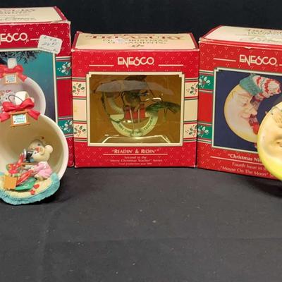 Seven Delightful Enesco Christmas Ornaments Featuring "Humpty Dumpty"