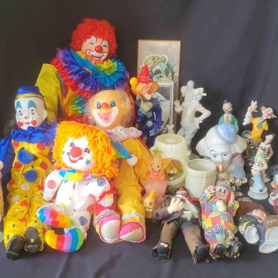 Colorful Clown Figurines & Plush Collection