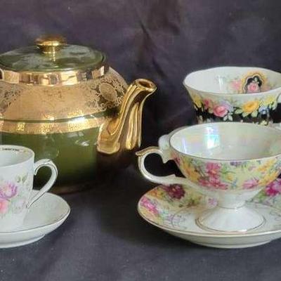 Vintage Teapots and Teacups Featuring Gibson & Sons