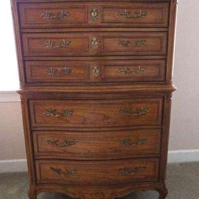 Thomasville French Provincial 6-Drawer Highboy Chest