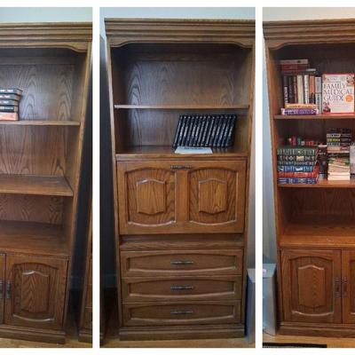Set of Three Matching Oak-Style Storage Cabinets