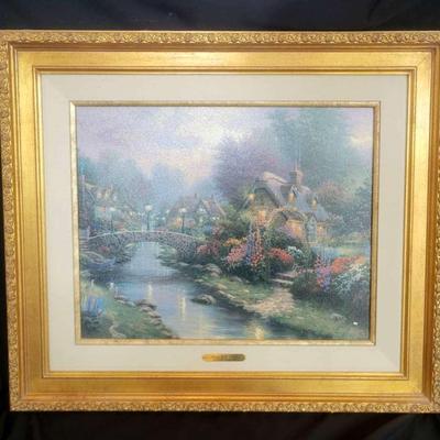 Thomas Kinkade Signed Canvas – Lamplight Bridge, #399/740