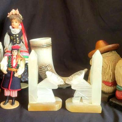Global Figurines, Hand-Carved Bookends, and Unique Collectibles