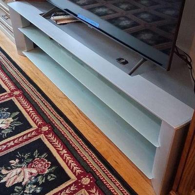 Modern Glass and Metal TV Stand with Shelving