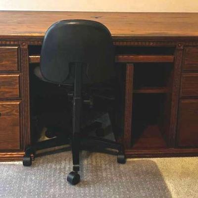 Solid Wood Executive Desk with Chair – Locking Drawer & Shelves
