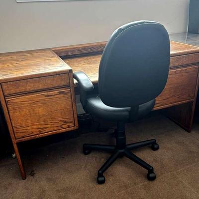 Vintage Solid Wood Desk with Adjustable Office Chair