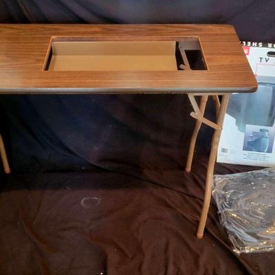Sewing Machine Table with TV Monitor Shelf Accessory