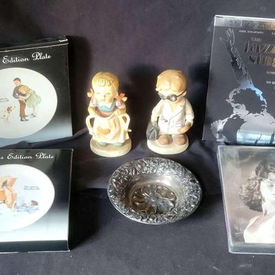 Vintage Collectibles with Sterling Dish and Plates