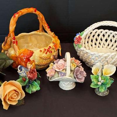 Porcelain & Ceramic Floral Accents from Italy & Spain Featuring Fitz & Floyd
