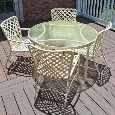 Glass Patio Table with Four Chairs 