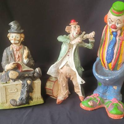 Whimsical Clown Figurines Including Waco Japan Music Box